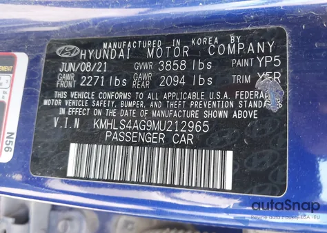 2021 Hyundai Elantra Sel from USA, damaged, VIN KMHLS4AG9MU212965